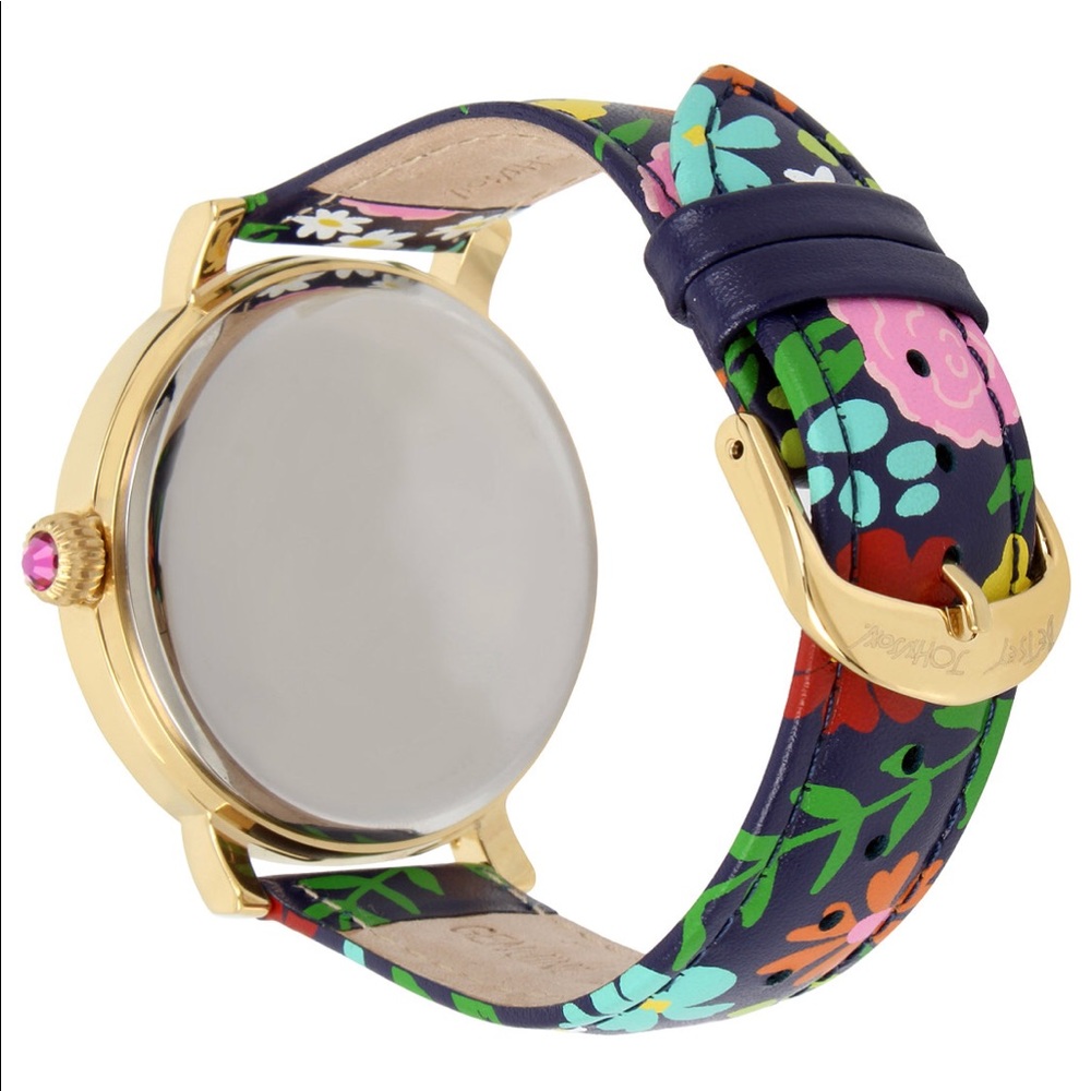 Betsey Johnson Parrot Floral Leather Strap Watch - Picture 2 of 5